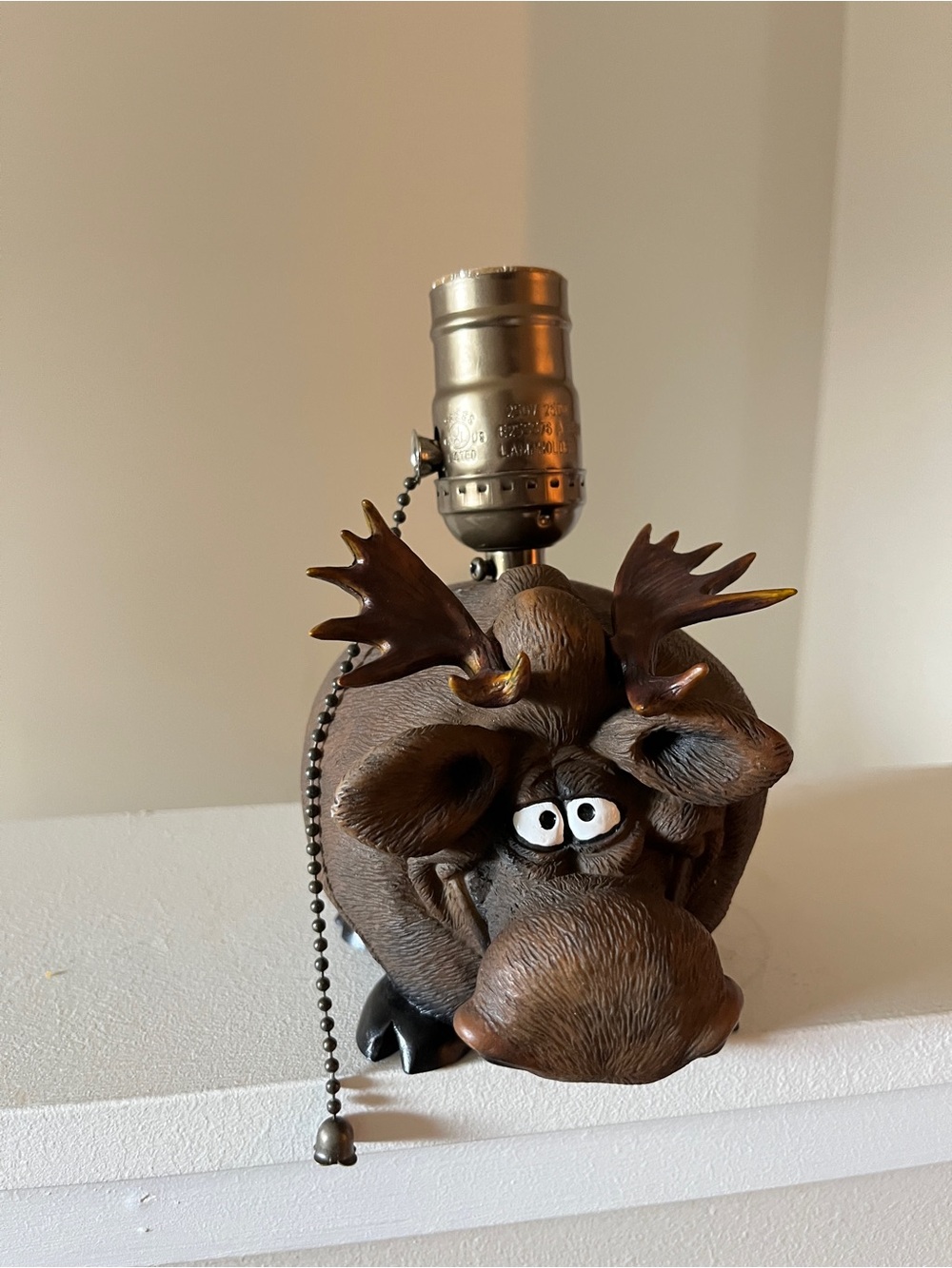 Whimsical Brown Moose Table Lamp Figurine